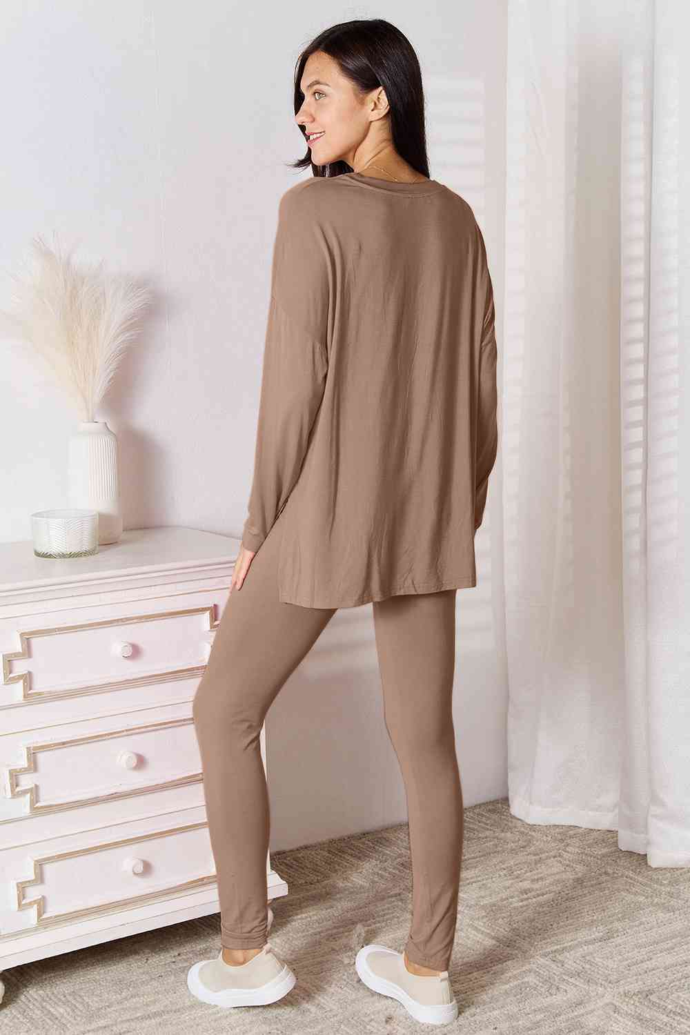 V-Neck Soft Long Sleeve Top and Pants Lounge Set