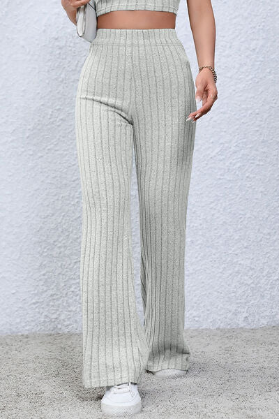 Ribbed High Waist Flare Pants