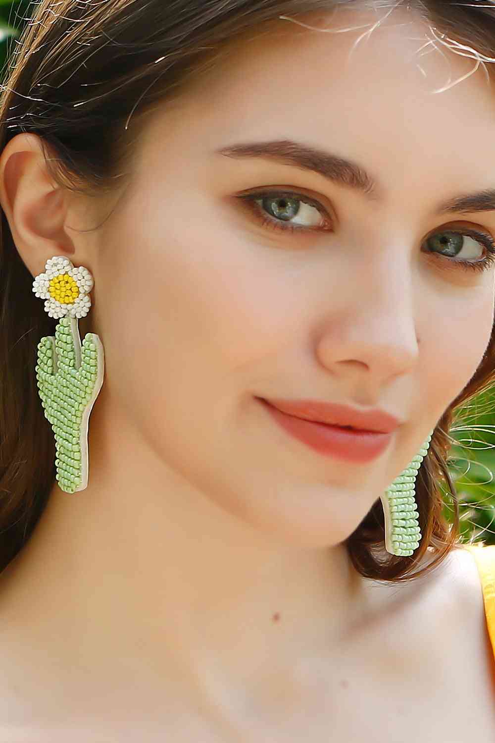 Cactus Bead Dangle Earrings