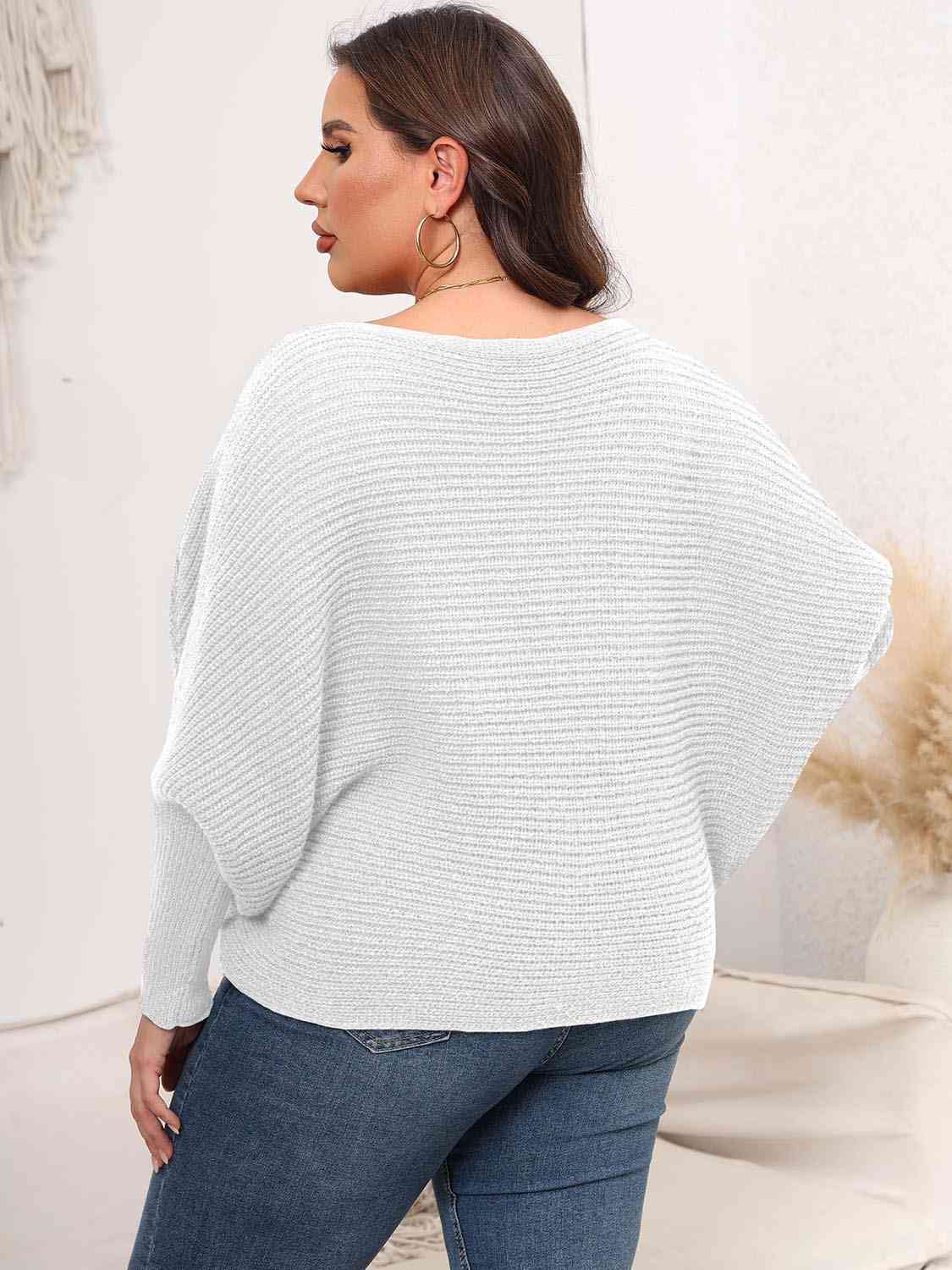 Boat Neck Batwing Sleeve Sweater