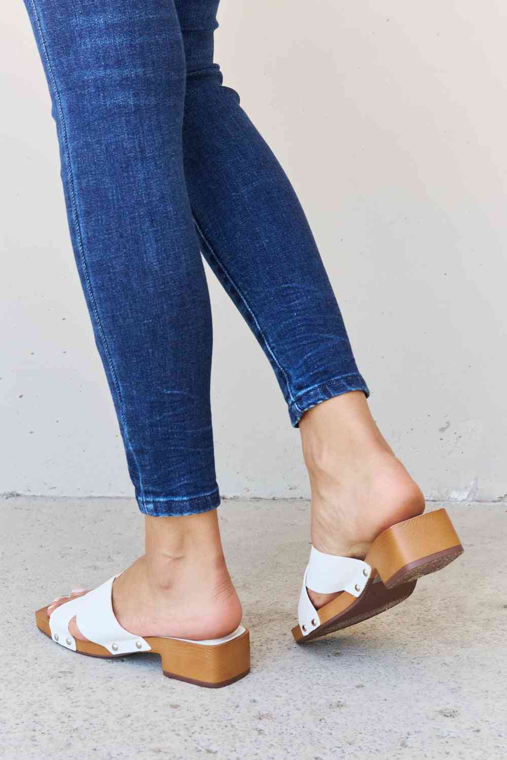 Step Into Summer Wooden Clog in White