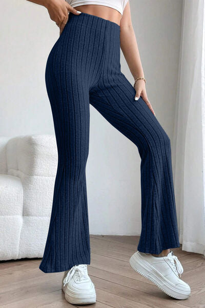 Ribbed High Waist Flare Pants