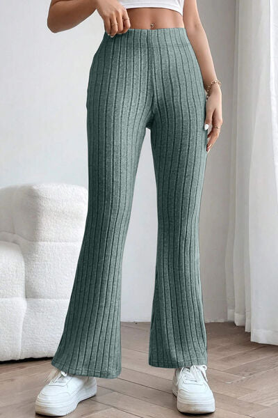 Ribbed High Waist Flare Pants