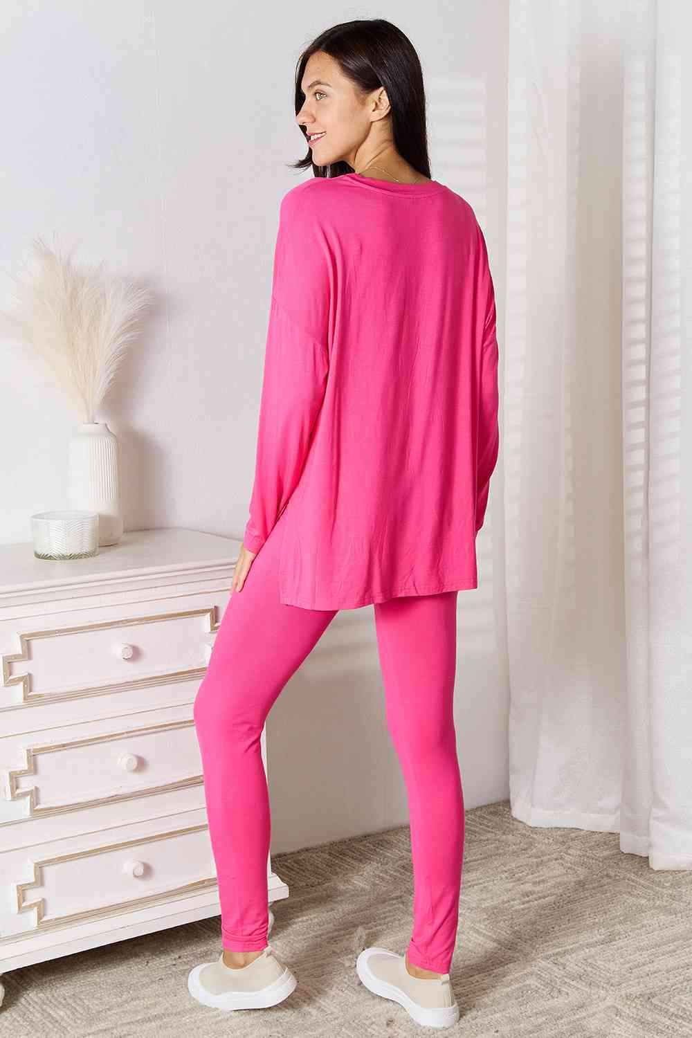 V-Neck Soft Long Sleeve Top and Pants Lounge Set