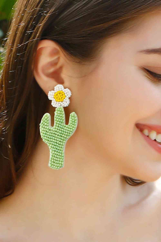 Cactus Bead Dangle Earrings