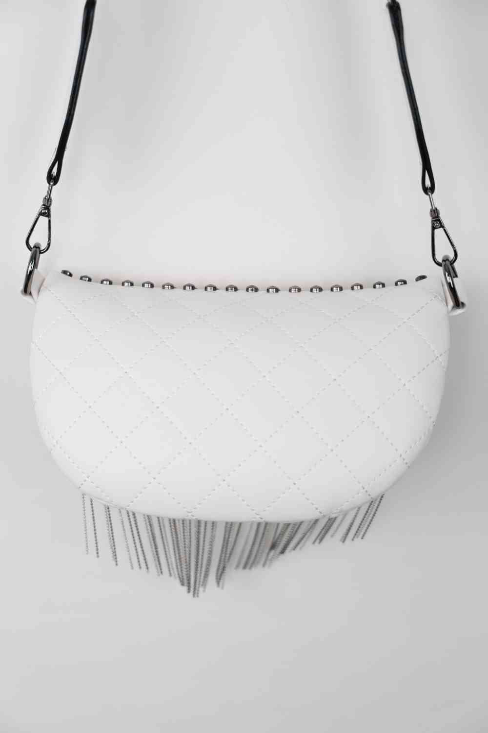 Leather Studded Sling Bag with Fringes